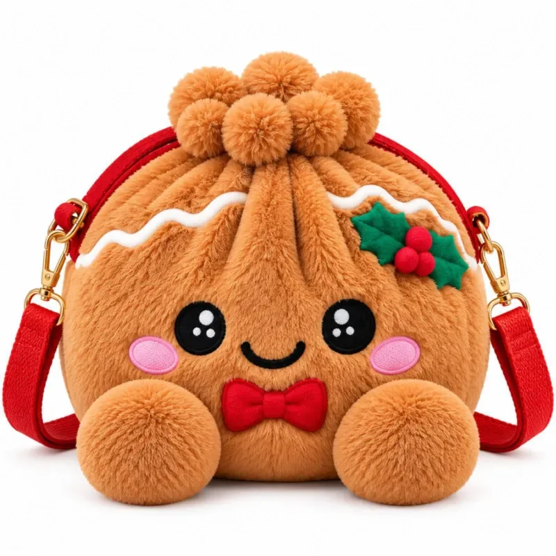 Cute Bun Plush Messenger Bag Pillow Soft Stuffed Animal Throw Cushion Christmas Holiday Decor Gift for Kids Room 127