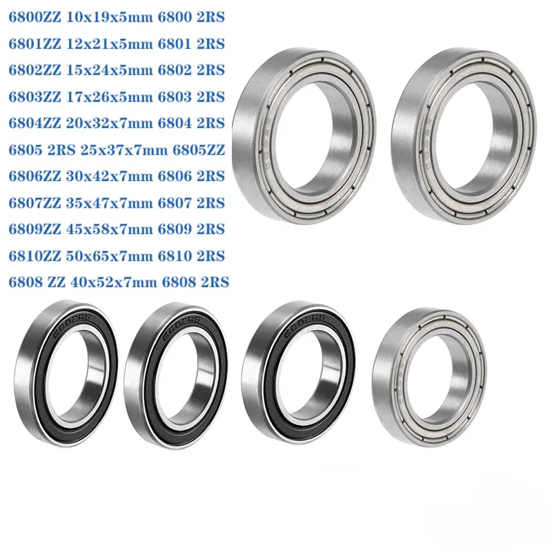 

6800 6801 6802 6803 6804 6805 ZZ 2Z -2RS Micro Thin Wall Metal Deep Groove Rubber Sealed Bearing Ball Bearing