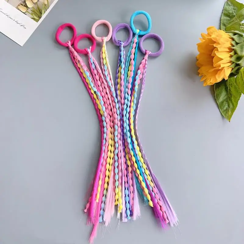 Tangle-Free Kids Braided Wig Ponytail - Soft Headband & Rubber Bands for Secure Fit, Easy-to-Style Synthetic Hair Extensions for