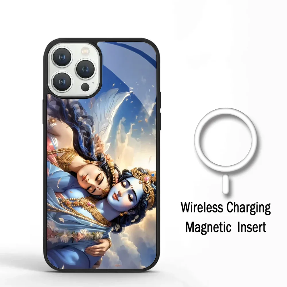 Indian God Lord Krishna Phone Case For IPhone 11 12 13 14 15 Plus Pro Max Mirror Acrylic Cover For Magsafe