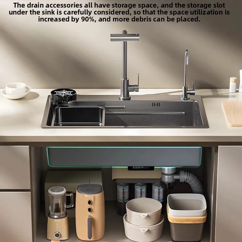 

large single under the counter vegetable sink household dish sink Black 304 stainless steel kitchen sink