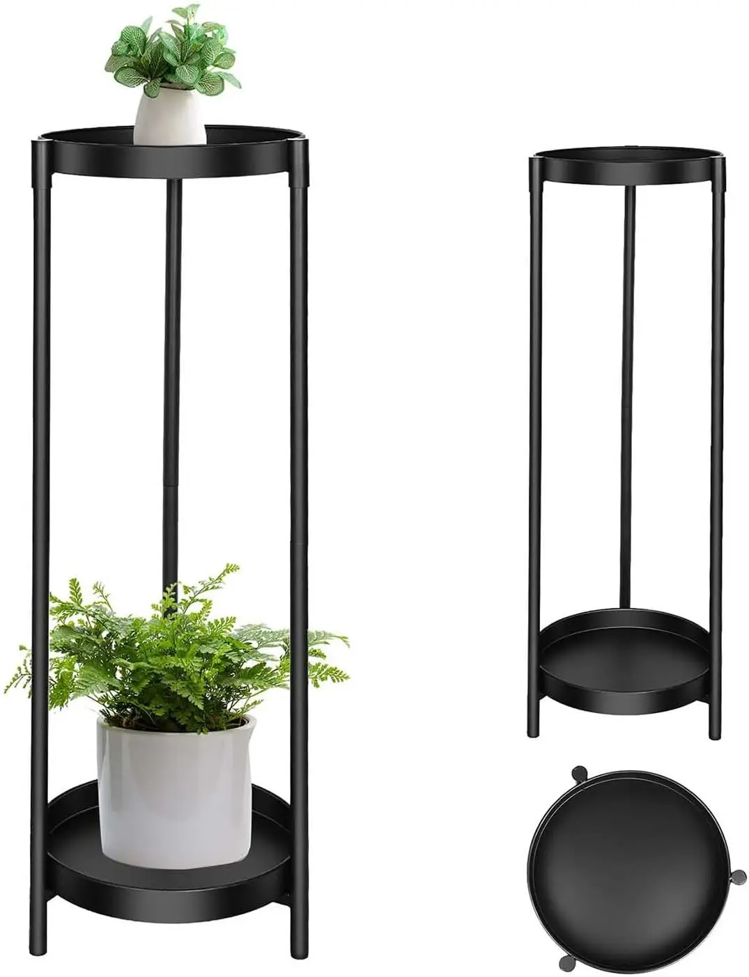 2-Tier Black Metal Plant Stand, 24