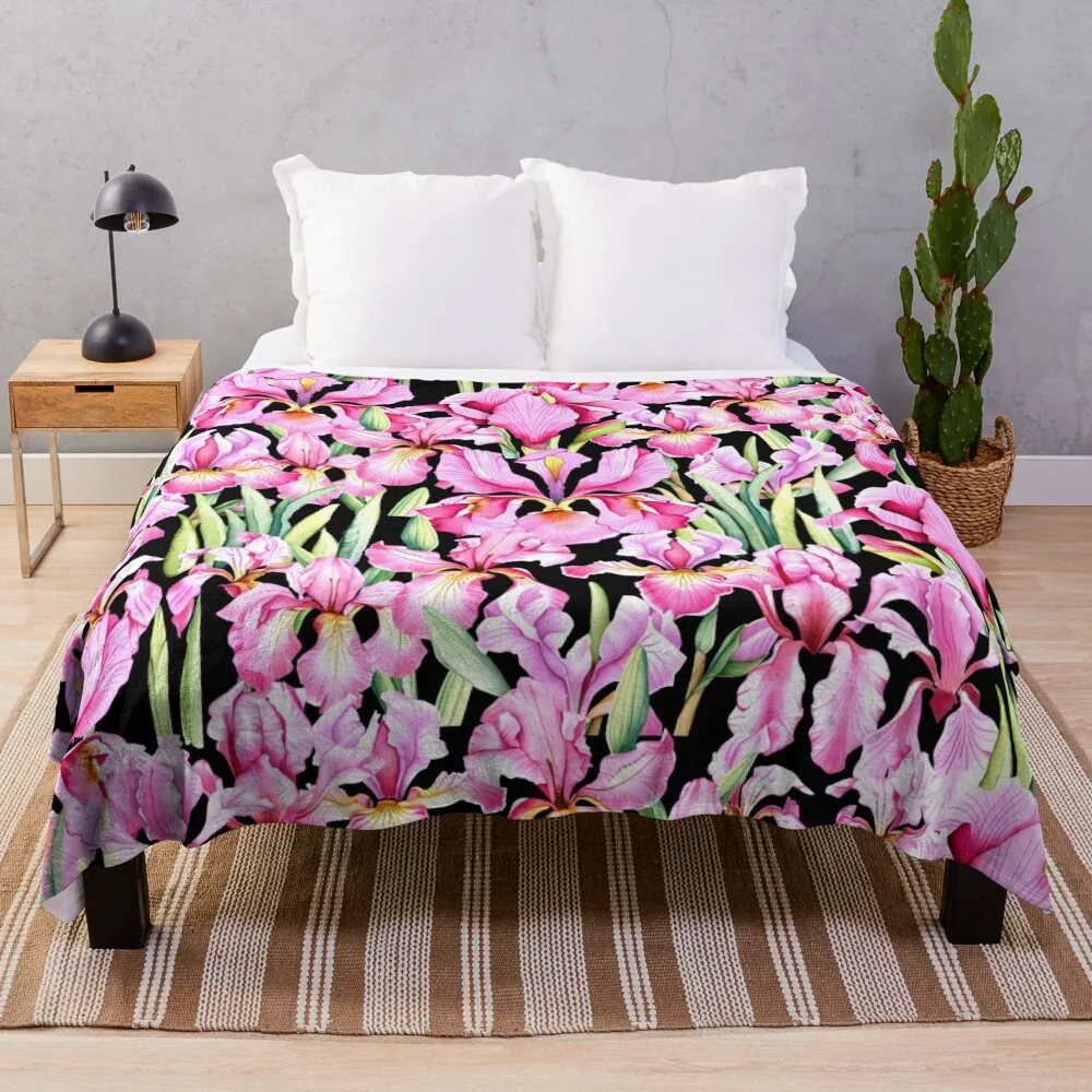 

Pink Iris - Affection and Appreciation Cluster Pattern Throw Blanket Thin Blankets For Bed Blankets