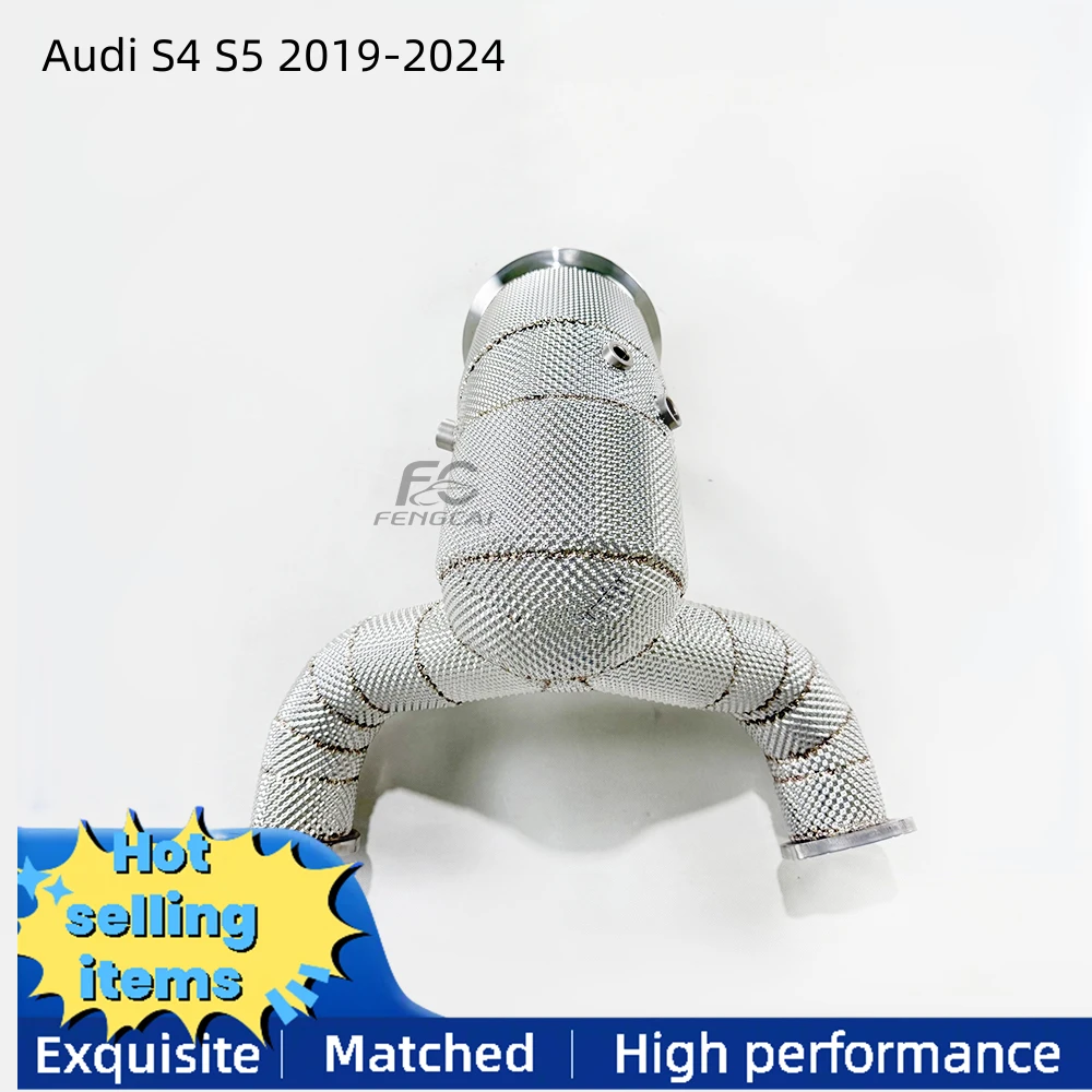 

For Audi S4 S5 2019-2024 high flow stainless steel exhaust downpipe without engine failure light downpipe