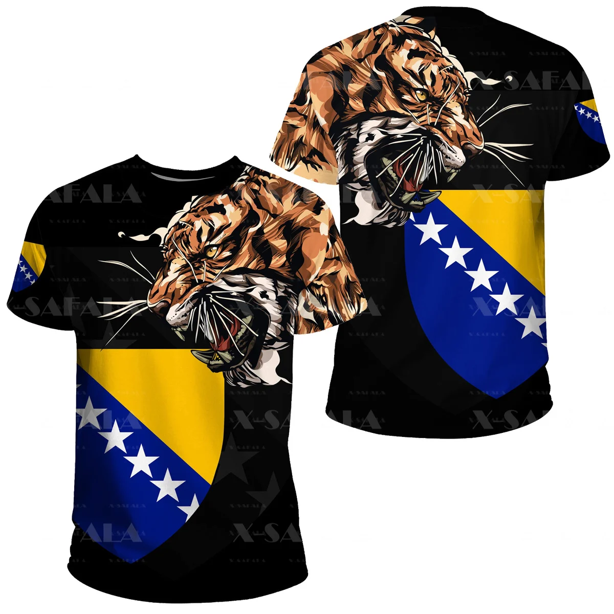 BOSNIA HERZEGOVINA Star Tiger 3D Printed Mesh Fiber T-Shirt Tops Summer Tees Men Streetwear Shorts Sleeve Sport Casual Clothing