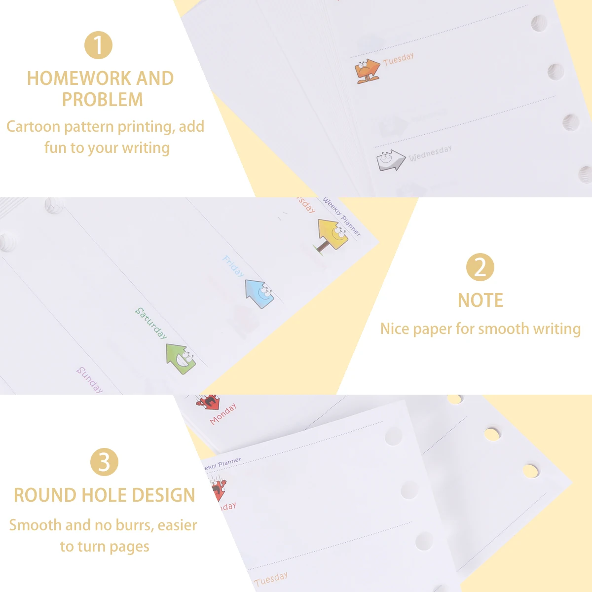 3pcs A7 Loose-Leaf Refill Paper 6-Ring Binder Insert Replacement Core For Journaling Note Taking School Office Home Notebook Use