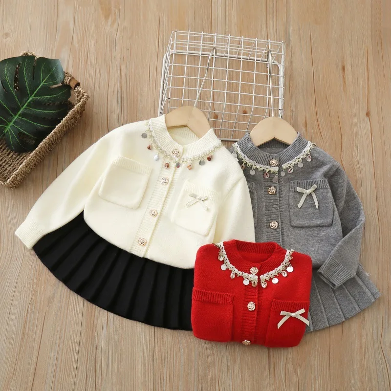 2PCS SETS of Fall Winter Sweater Adorable kids' sets and outfits for Pretty Girls Knit Long Sleeve
