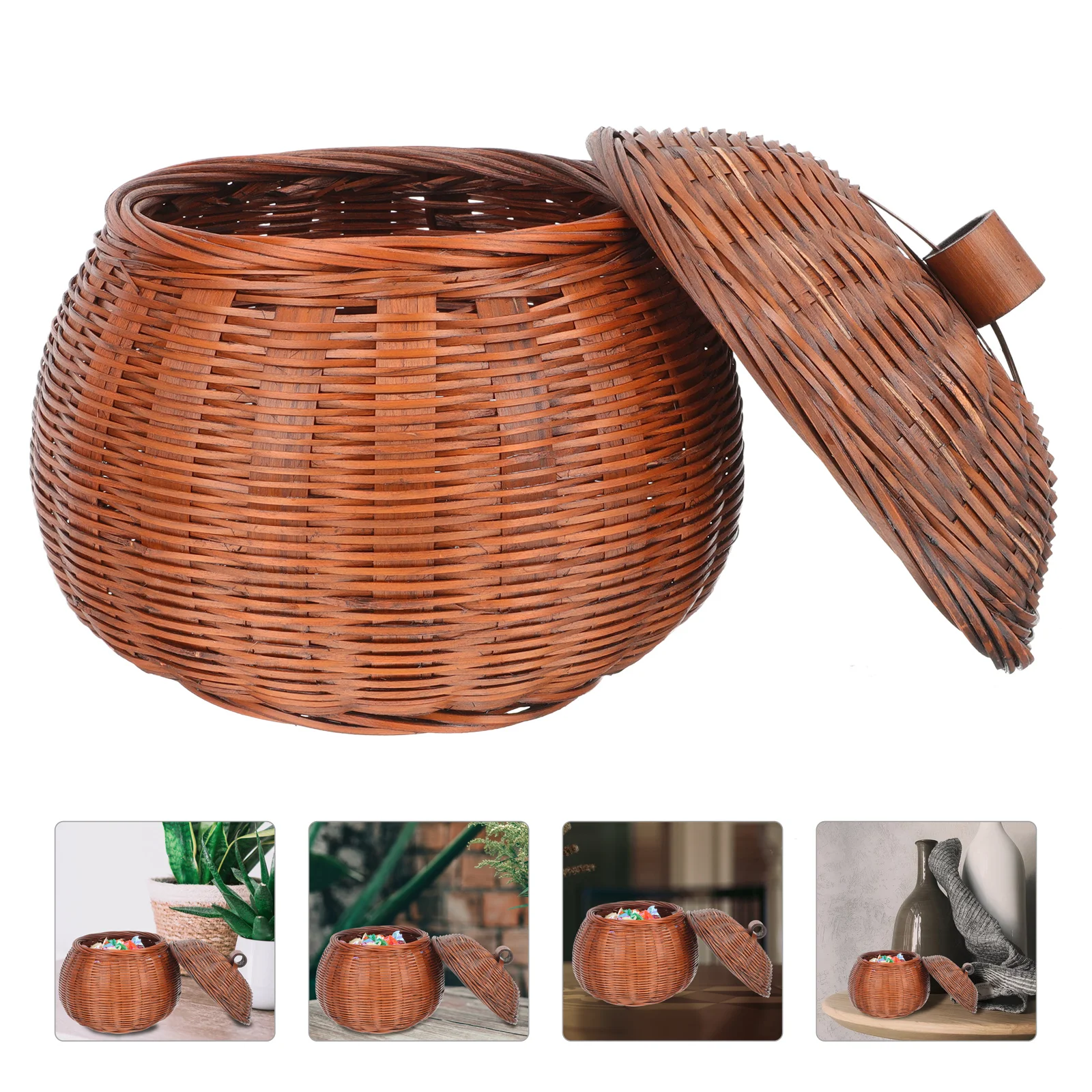 Pumpkin Holder Retro Storage Basket Multi function Wear resistant Daily Use Fruit Basket Household Rattan Container