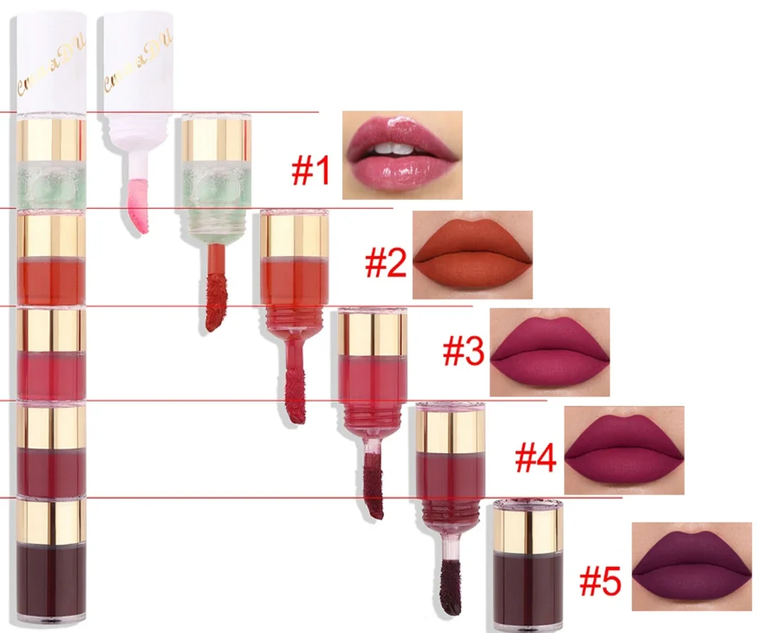 CmaaDu 5 in 1 Color Matte Lipstick Set Velvet Lip Stick Non-stick Lip Gloss Long Lasting Waterproof Sexy Red Lipstick Lip Makeup