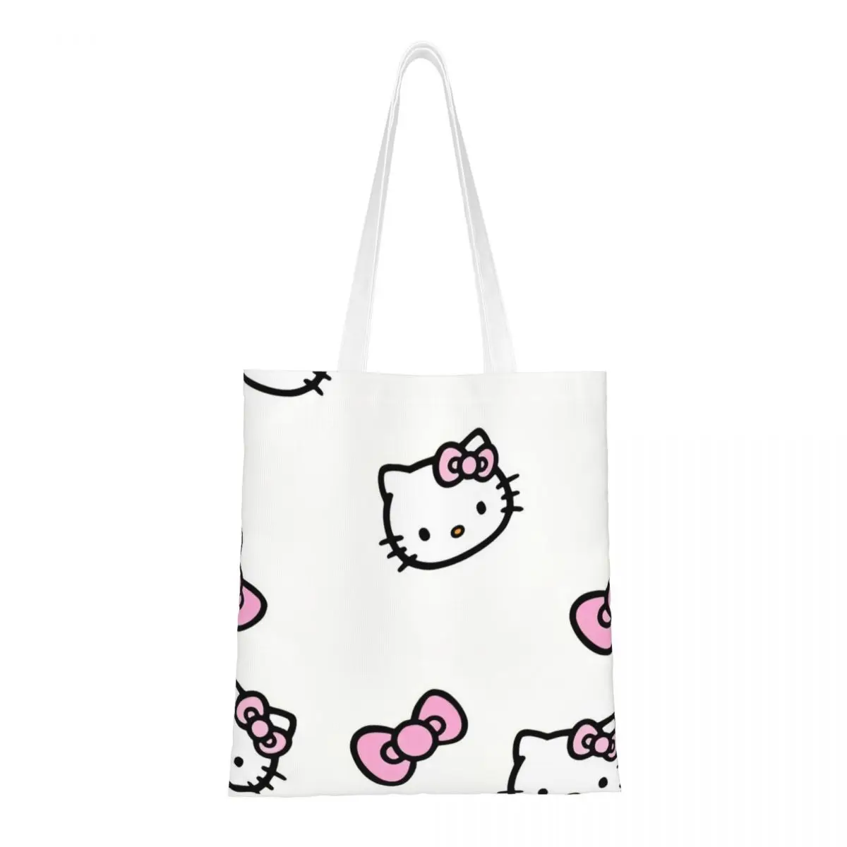 Sanrio Hello Kitty Pattern Canvas Tote Bag Aesthetic Unique Design Grocery Bag for Unisex