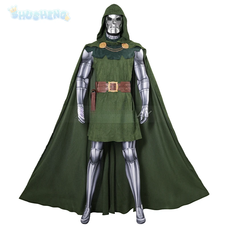 

Doctor Doom Cosplay Costumes Victor von Doom Cloak Mask Waist bag jumpsuit Play Uniform Halloween Party Dressing For Men XS-XXXL