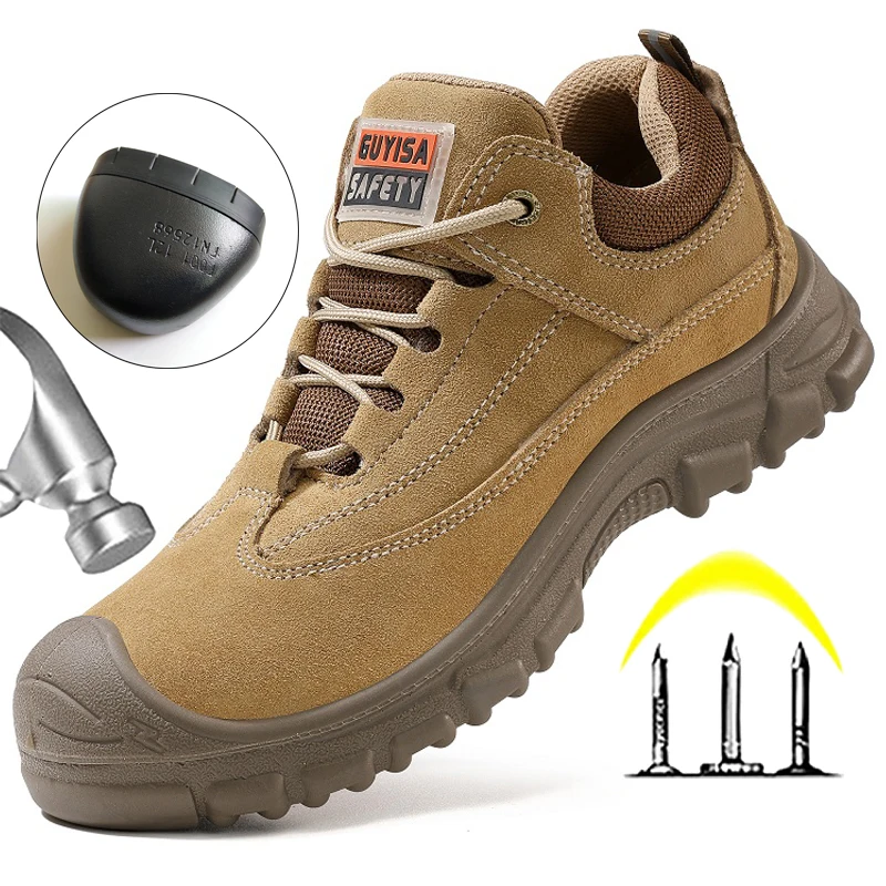 Male Anti scald welding boots Construction work shoes Anti-smash Anti puncture Safety Shoes wear resistant Indestructible shoes