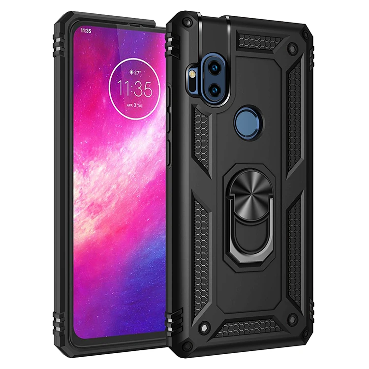 Armor Shockproof Case for Motorola One Hyper Rugged Military Drop Protective Magnet Car Holder Ring Case Cover