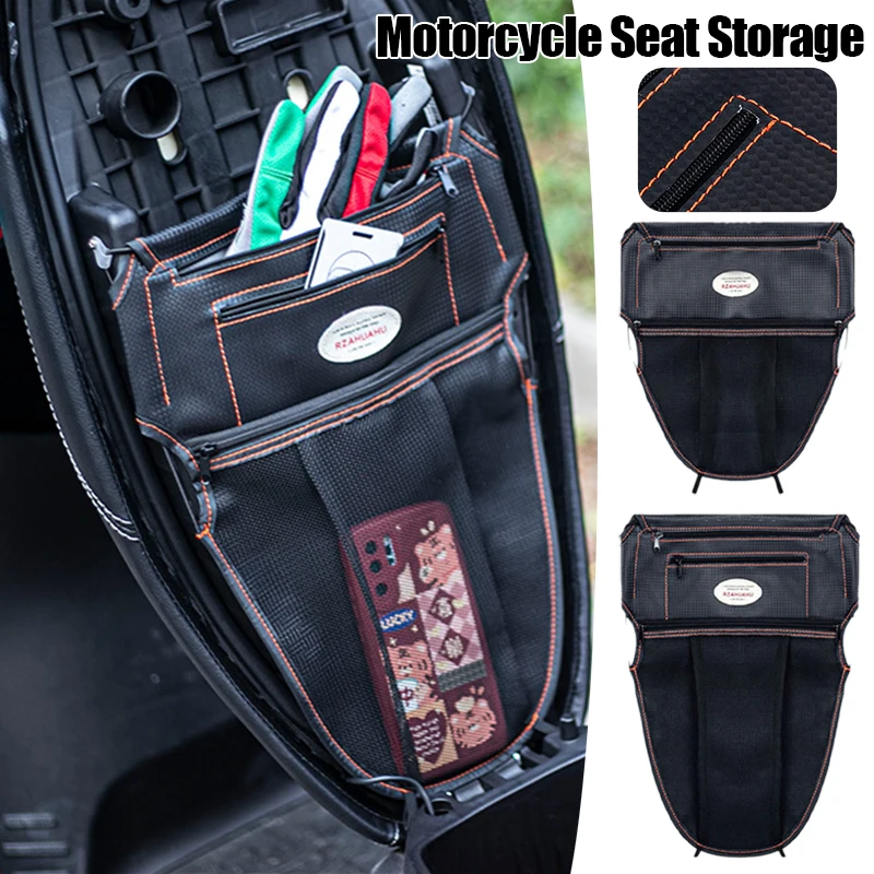 Cycling Bag Motorcycle Seat Storage Black Antifouling Durable Electric Vehicle Scooter Organizer for Carry-on Items Tissue Phone