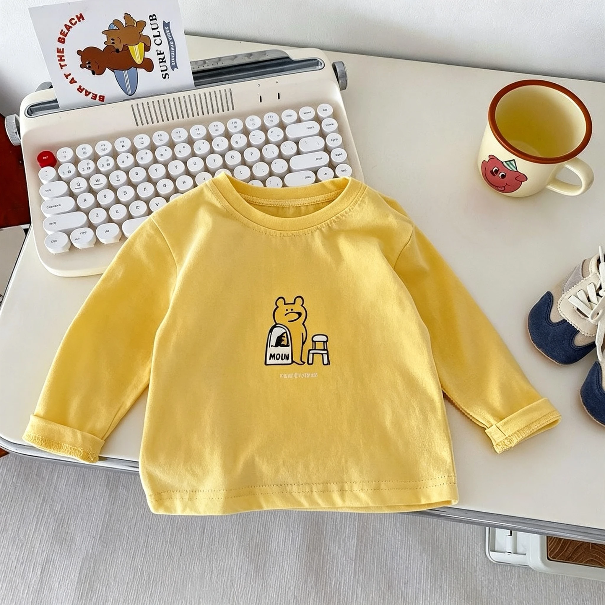 Print Cartoon Kids Long Sleeve T-shirt Spring Autumn Clothing Tops Bottoming Shirt Children Simple Versatile Girl O-neck Blouse