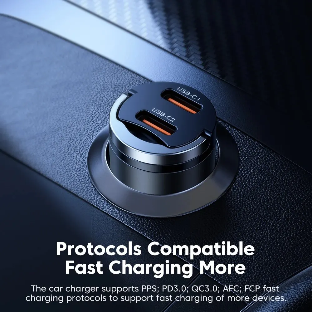 Toocki 미니 PD 45W 차량용 충전기 풀 링 고속 충전 USB C 휴대폰 충전기 어댑터, 아이폰 14, 13 프로, 샤오미, 삼성, 화웨이용