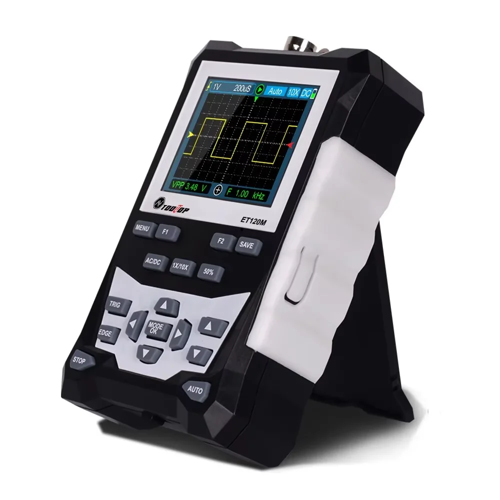 TOOLTOP ET120M 2.4-Inch Screen Digital Oscilloscope 120MHz Analog Bandwidth 1Mhz Square Wave Signal Output Handheld Oscilloscope