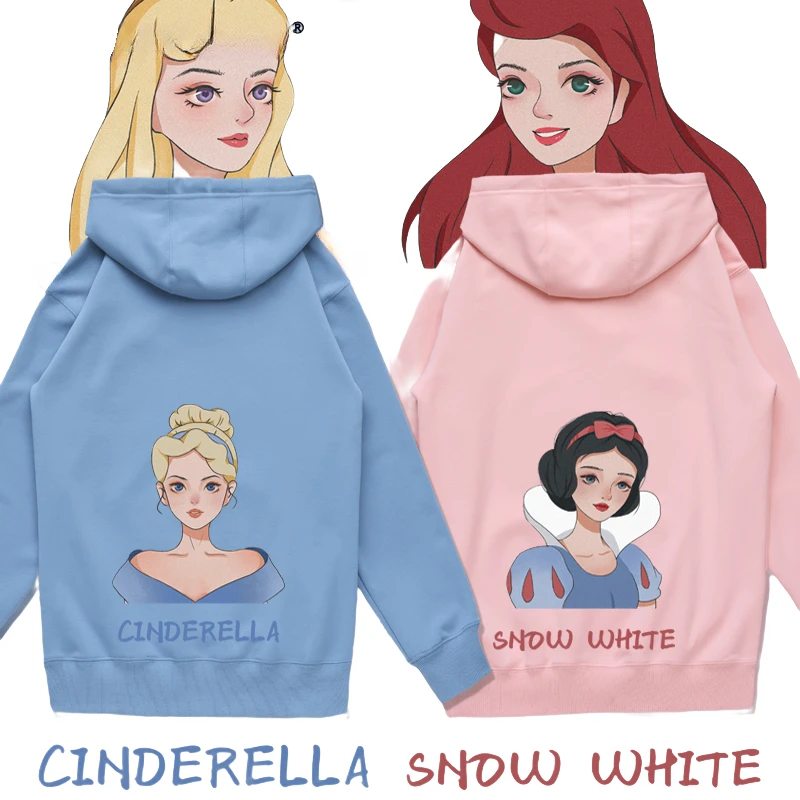 Hoodie musim gugur salju putih Ariel sweter bertudung putri duyung wanita putri Disney longgar baju sweatshirt anime hoodie