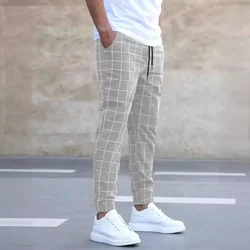 New Style Men Sports and Casual Pants, Trendy and Fashionable Checked Long Pants Slim-fit, All-season Versatile Casual Men Pants