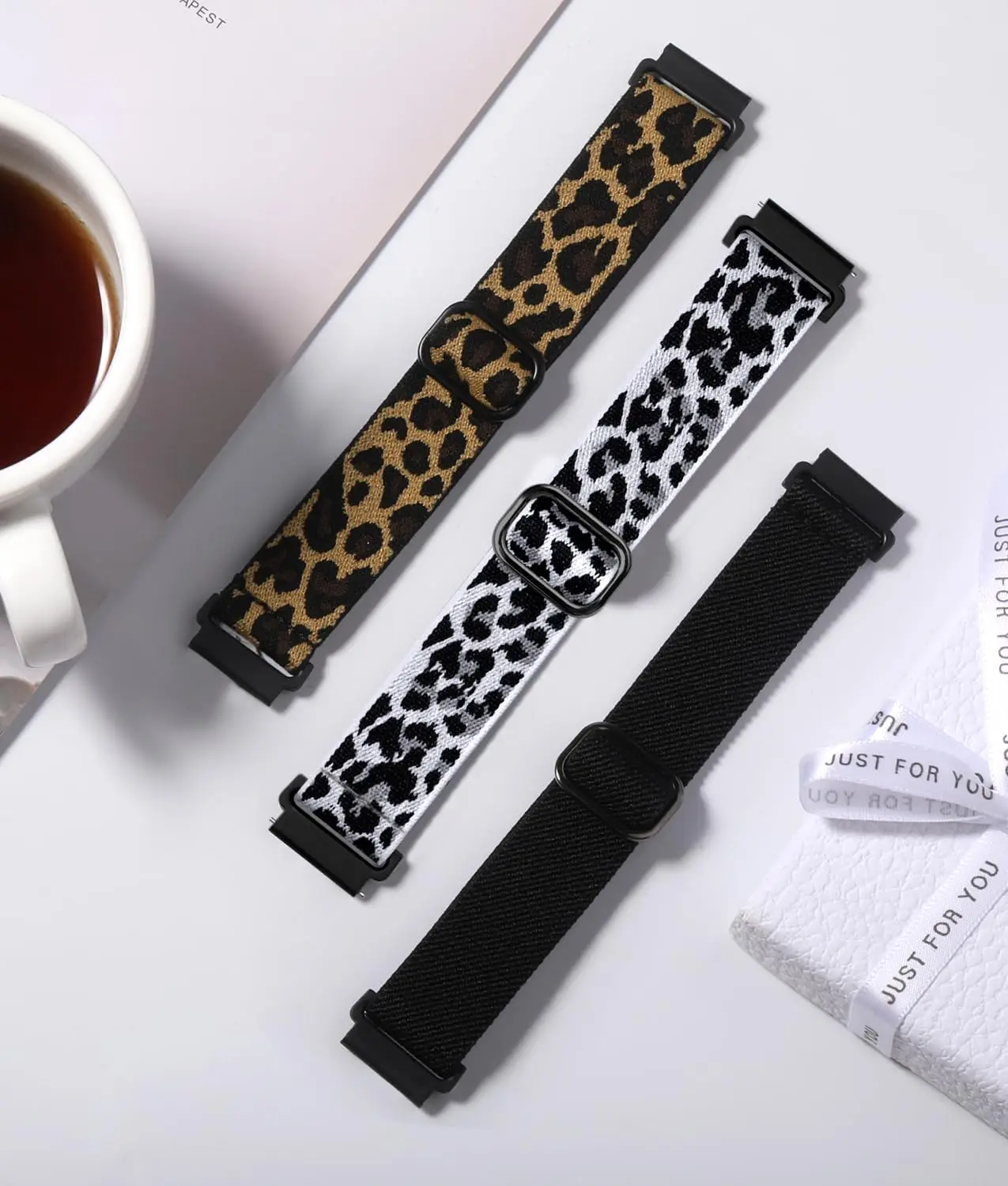 3 Pack20mm Leopard Print Nylon Elastic Bands Compatible with Samsung Galaxy Watch, 3 Pack 20mm Adjustable Nylon Sport Band