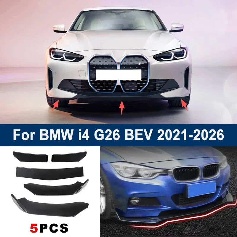 

Adjustable 5Pcs Sectional Front Spoiler Lip For BMW i4 G26 BEV 2021-2026 Front Bumper Splitter Car Exterior Sport Body Kit