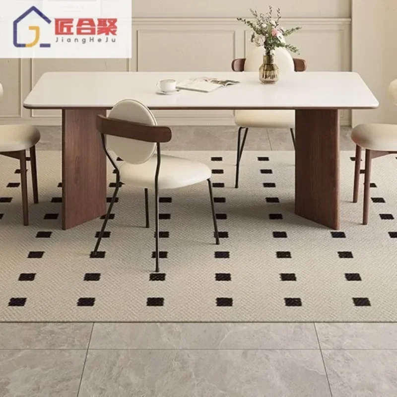 French cream solid wood slate living room American retro home small apartment second-hand dining table