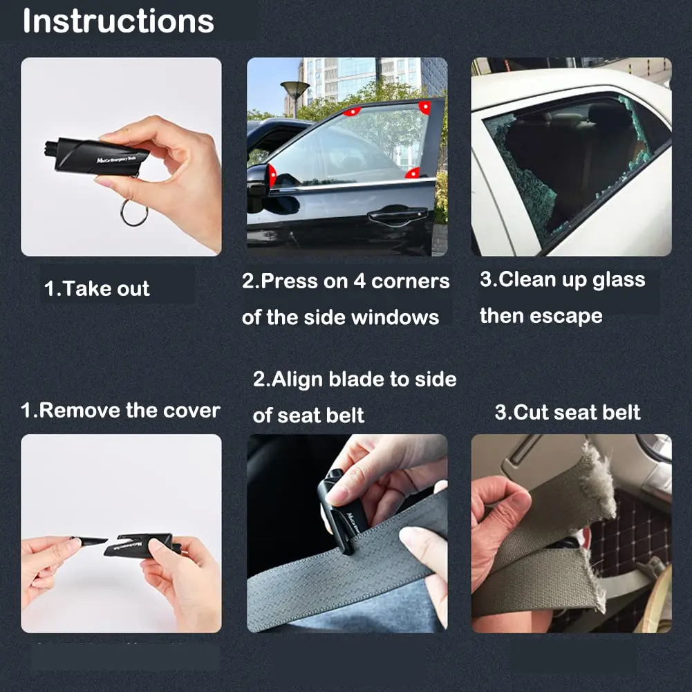 Car Safety Hammer Auto Emergency Glass Window Breaker Seat Belt Cutter Life-Saving Car Emergency Aluminum Alloy Escape Hammer