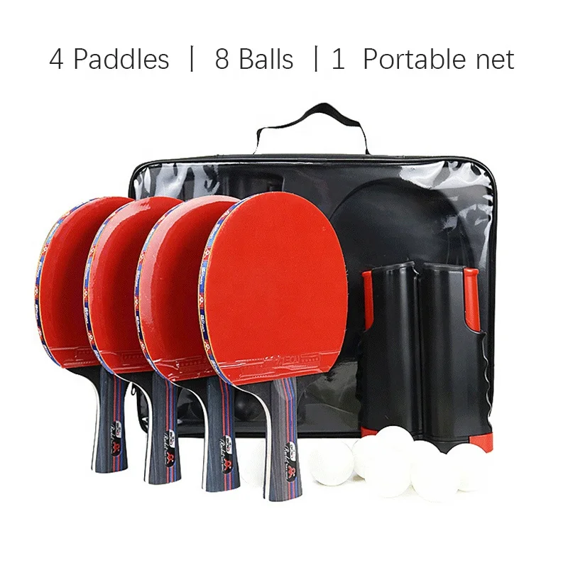 Pingpong Paddles Set Includes High Quality Table Tennis Racket Balls Portable Net With Carry Sackfor For Kids Adults