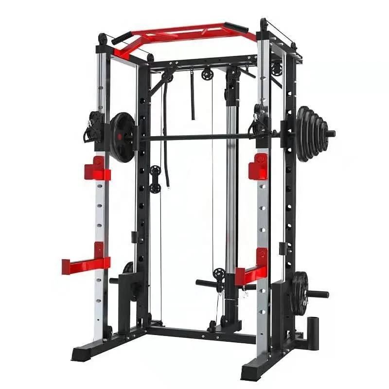 Adjustable Power Rack Stand Gym Weightlifting Smith Machine & Squat Rack