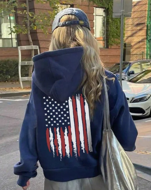 

2025 NEW American Flag Graphic Sweatshirt - Unisex Patriotic Hooded Pullover Men Women's Top Essentials Hoodie Autumn and Winter
