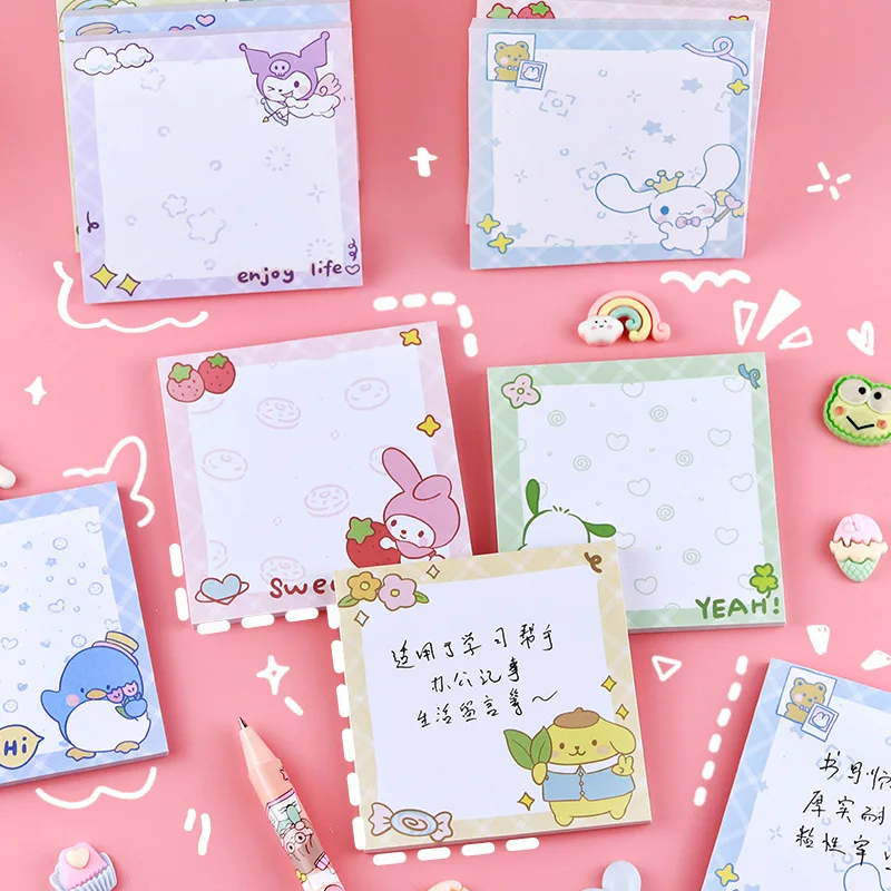 Imagem -04 - Sanrio Melody Pochacco Kuromi Memo Pad Sticky Notes Papelaria Etiqueta Planejador Notepad Sticker Post Material Escolar 24 Pcs por Lote