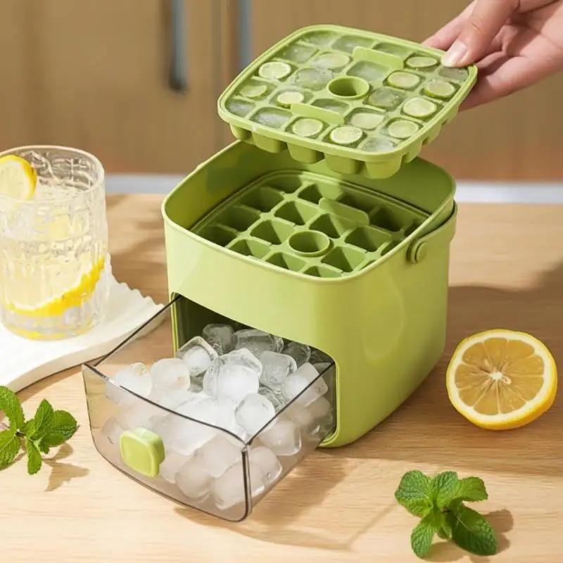 Reusable 48 Grid Double Layer Ice Cube Mold Food Grade Easy Release Ice Tray for Home Party  Cooling
