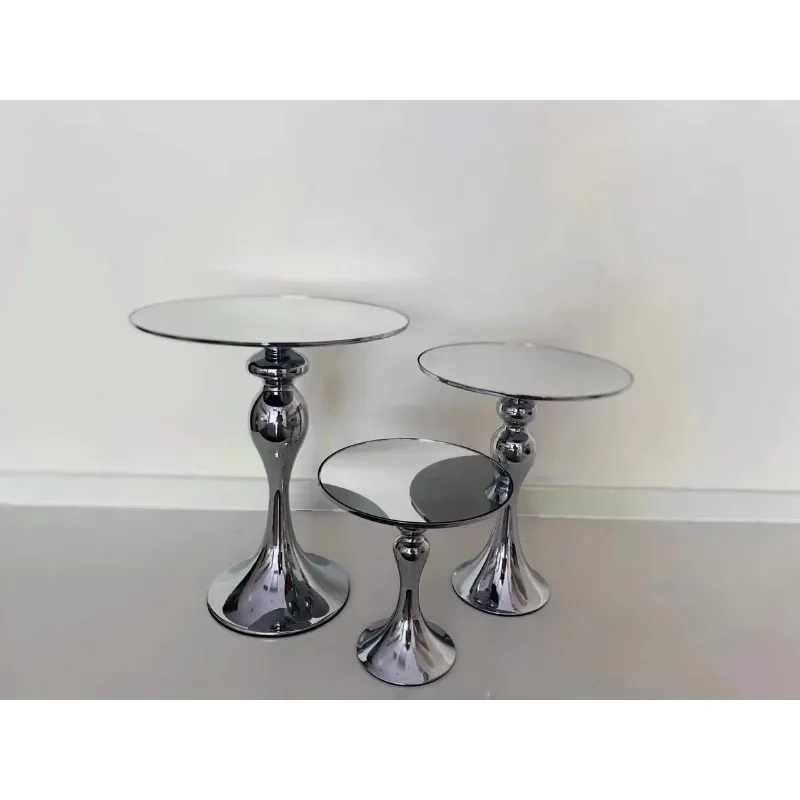 Silver dessert stand display stand silver tall mirror cake stand three-piece set