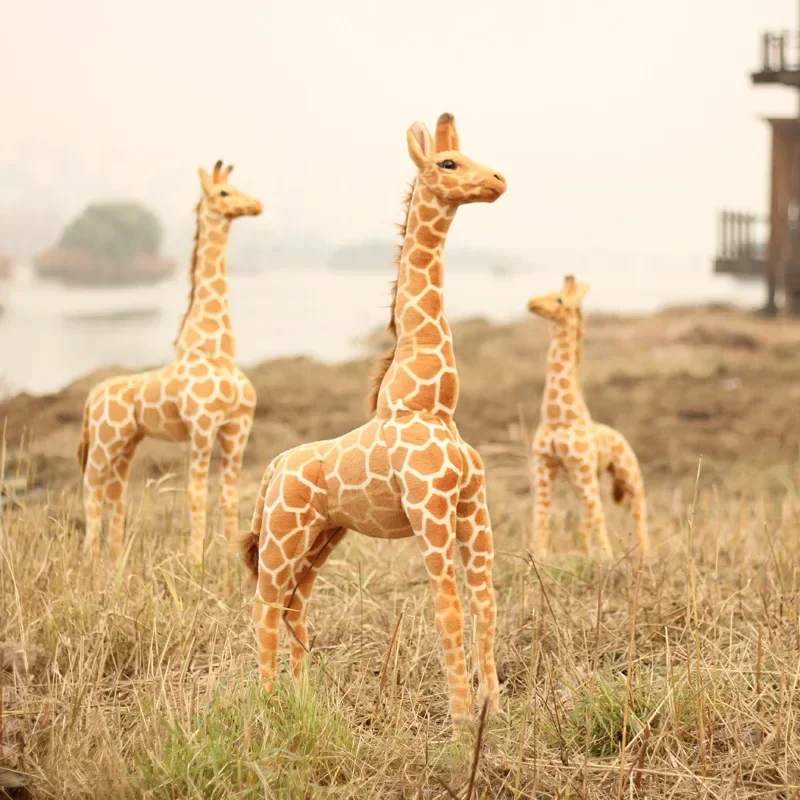 

[Funny] Large 100cm Standing Giraffe Stuffed Plush doll toy simulation animal deer model home decoration kids child best gift