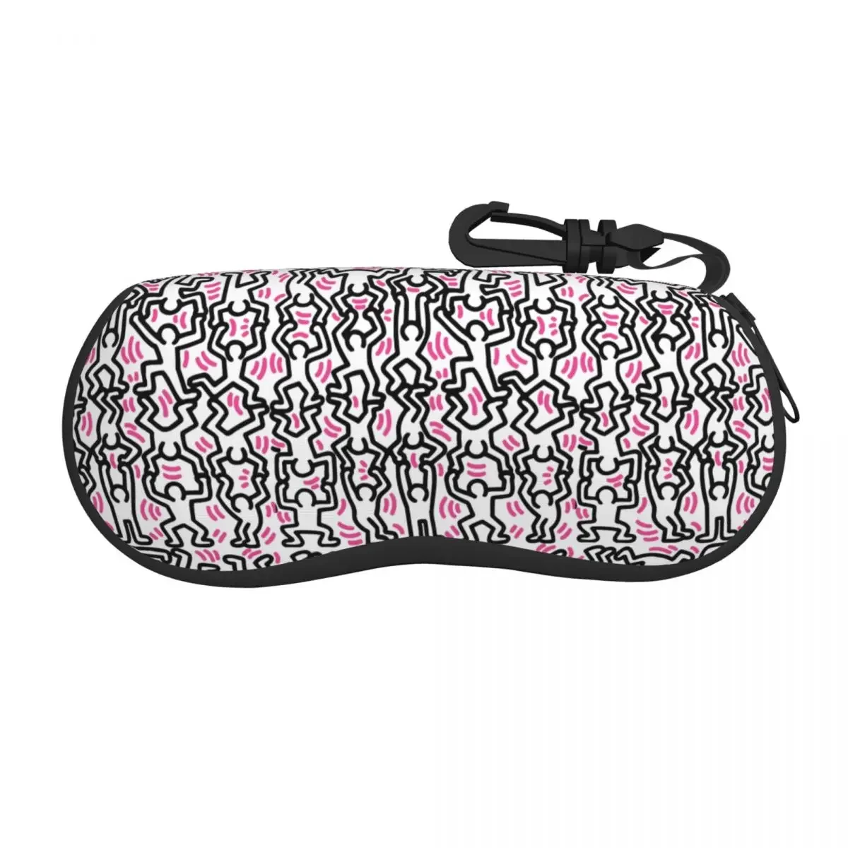 Custom White Cloud Abstract Haring Dance Shell Glasses Case Unisex Travel Eyeglasses Case Sunglasses Protector Box