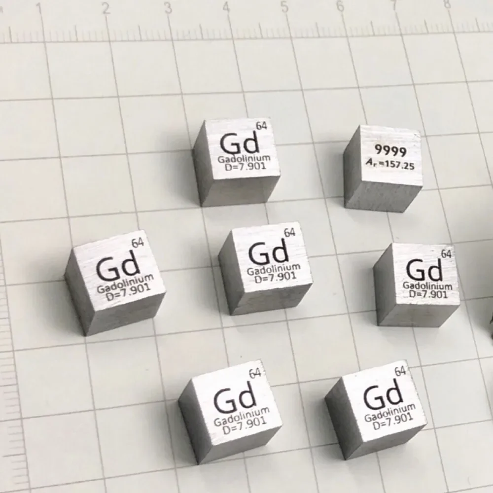 1pc High Purity Gadolinium Metal Gd Periodic Phenotype Cube 10mm 99.99% Gd Cube Hobby Display Collection