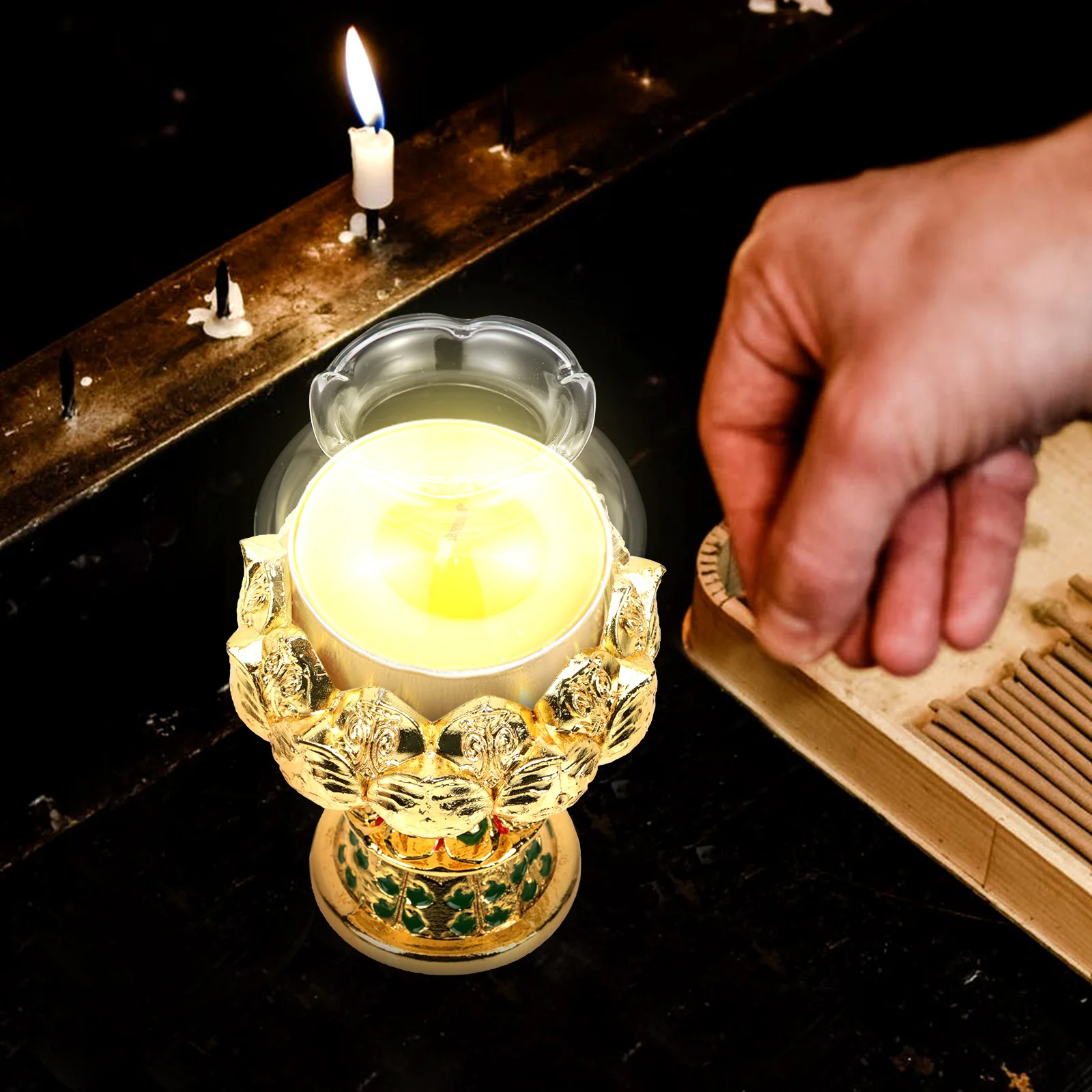 

Glass Oil Lamp Cover Transparent Buddhist Butter Lamp Protector for Home Decorative Diffuse Lighting Glass Lampshade