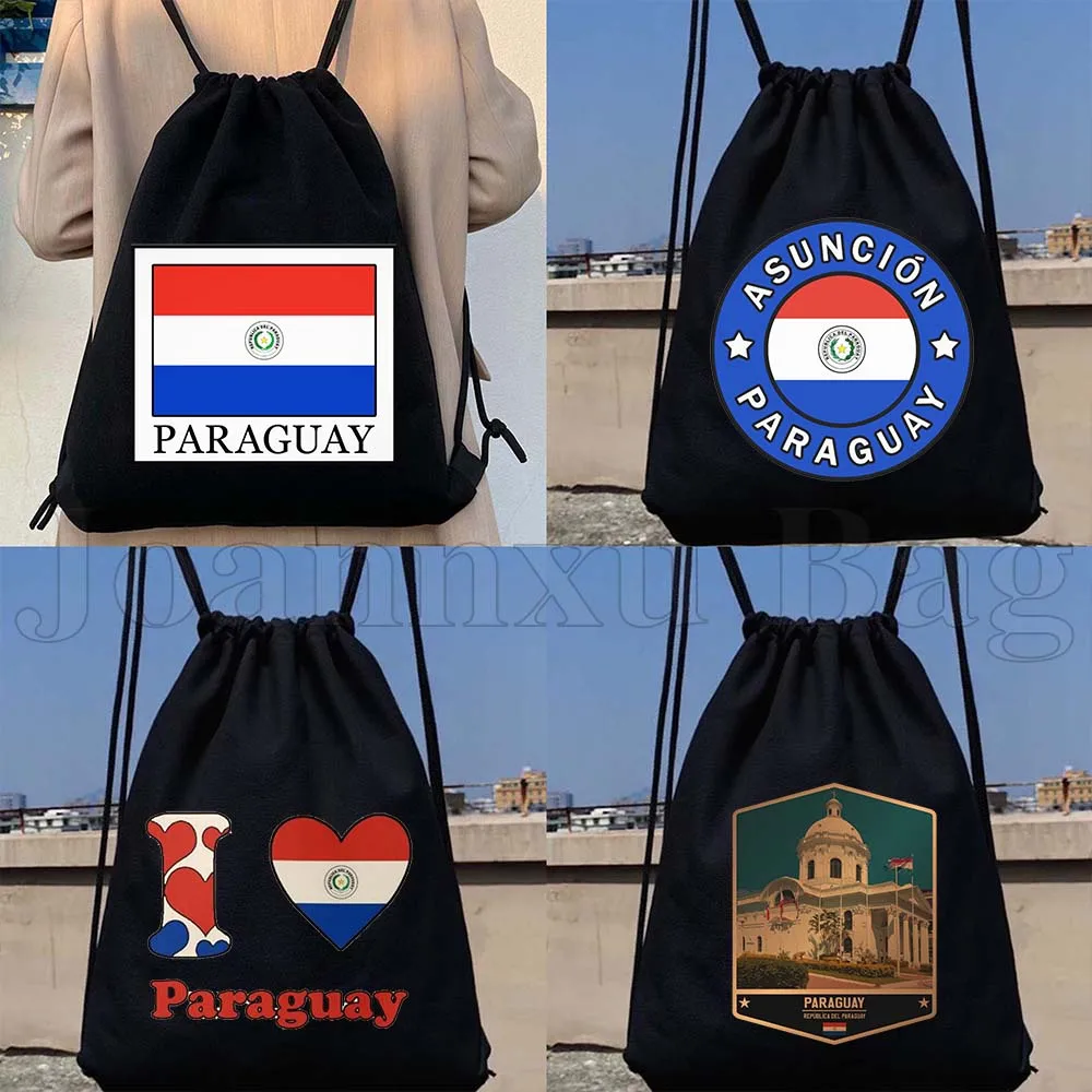 

Paraguay Map Paraguayan Flag Patriotic Customized Gifts Canvas Drawstring Bag Soccer Backpack Cotton Sackpack Sports String Bag