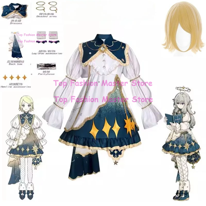 

2026 Newly Rin Cosplay Anime PJSK Sparkling Waltz Rin Costume Dress Uniform Wig Set Halloween Party Clothing for Woman