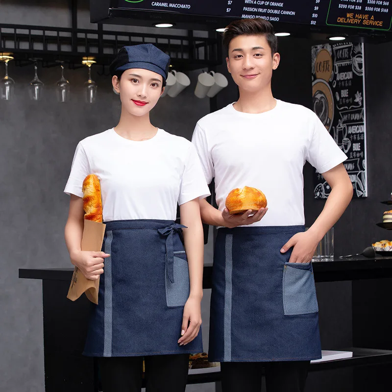 Coffee Kitchen Chef Half-Length Small Apron Men's Restaurant Waitress Work Short Half Apron Apron