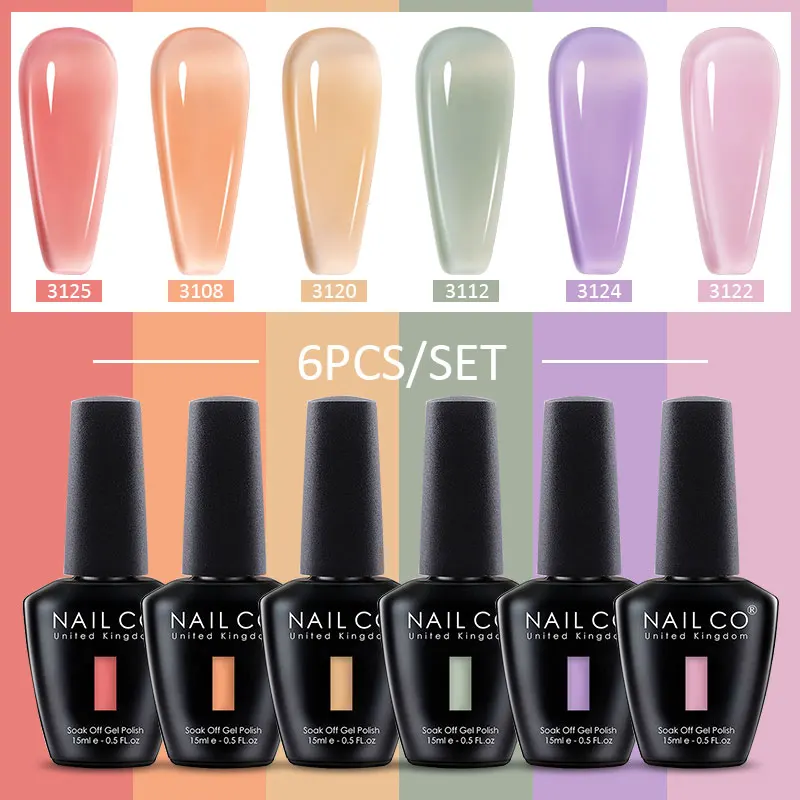 NAILCO 6psc/ensemble Gel vernis à ongles couleur Semi Permanent Nail Art tremper Gel vernis ongles accessoires tout pour manucure 15ml Kits