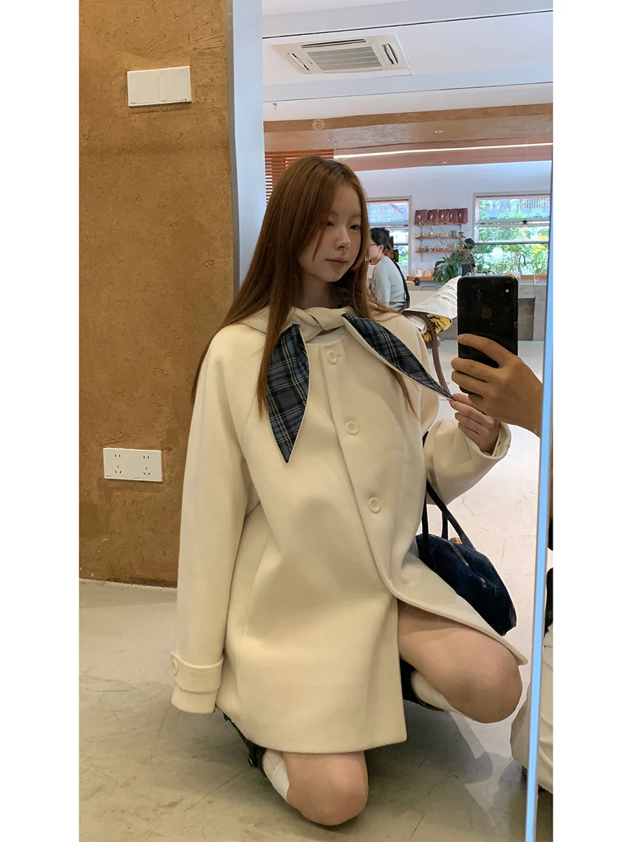 

Red Celebri Studio Woolen Coat Women's Sle 2025 New Winter High-End Feeling Medium-Length Small Fraance Sle Cotton Li...