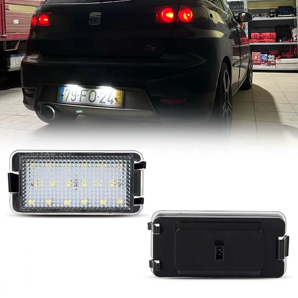 

2pcs Error Free Car LED Number License Plate Lights For Seat Ibiza 6L ab Arosa Altea Cordoba MK1 MK2 Leon 1M Toledo 5P 2004-2009