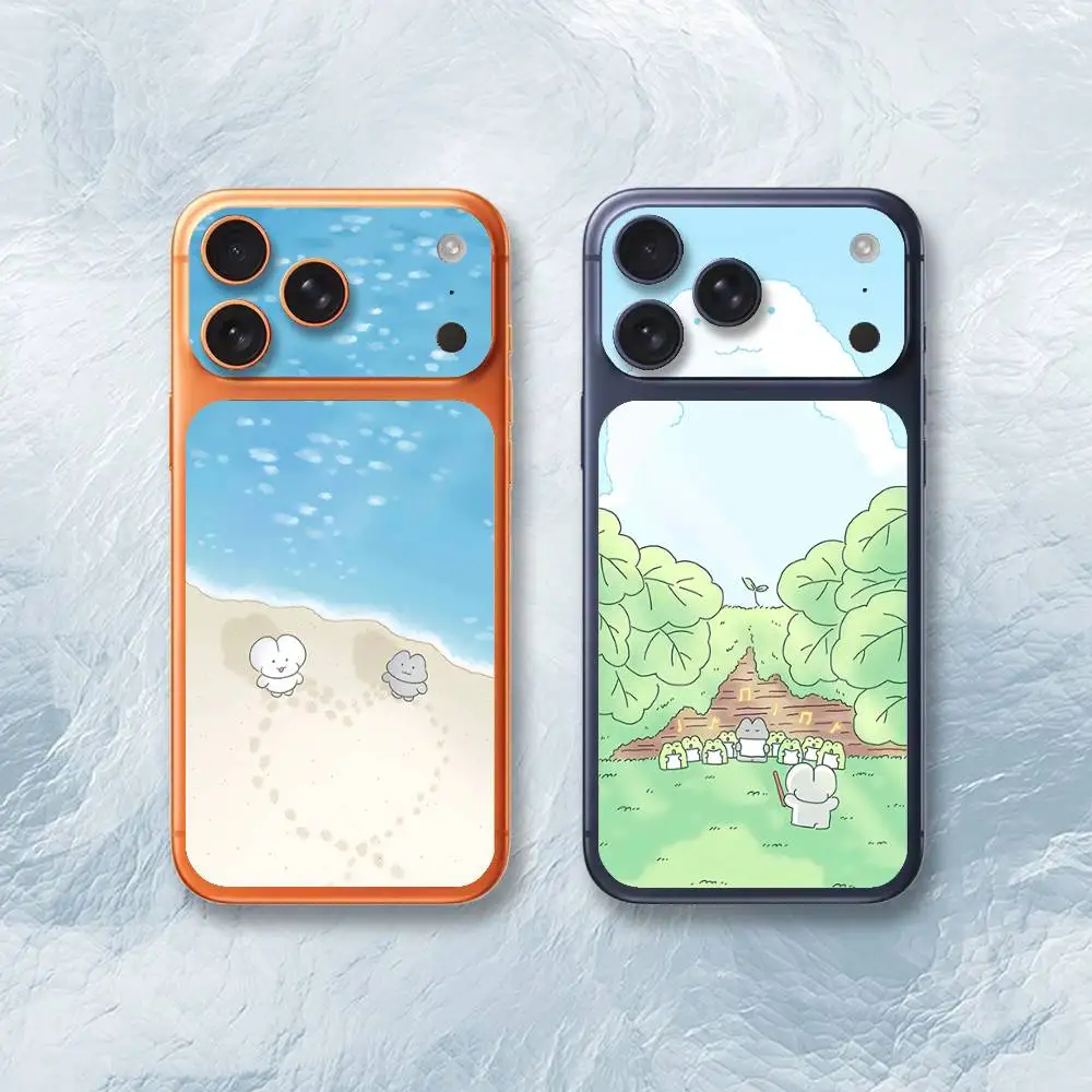 

Warm Healing Cartoon Sticker Film Back Skin for iPhone 17 Pro Max