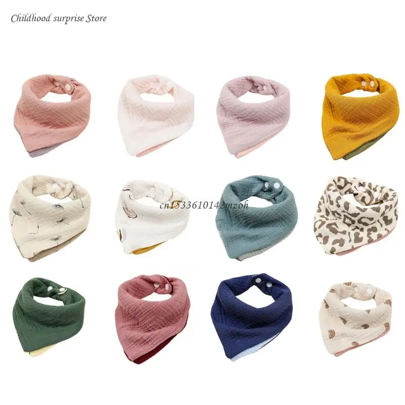 

Reversible Burp Cloth Double Side Feeding Bib for Toddler Breathable Neck Scarf Dropship