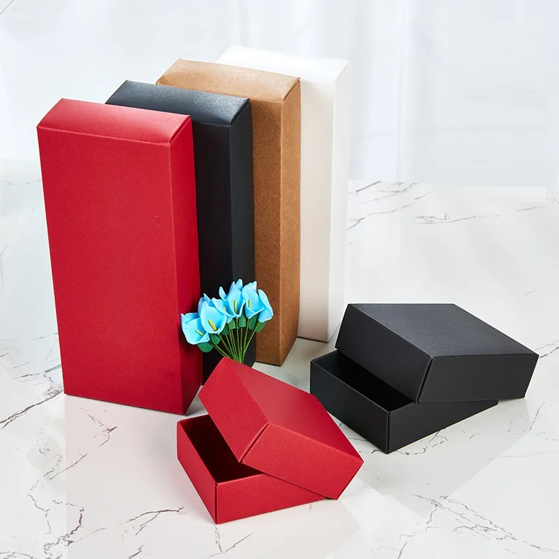 20pcs  Kraft Paper Heaven and Earth Cover Type Paper Box Red/White/Black/ Handmade Soap Packaging Gift Boxes