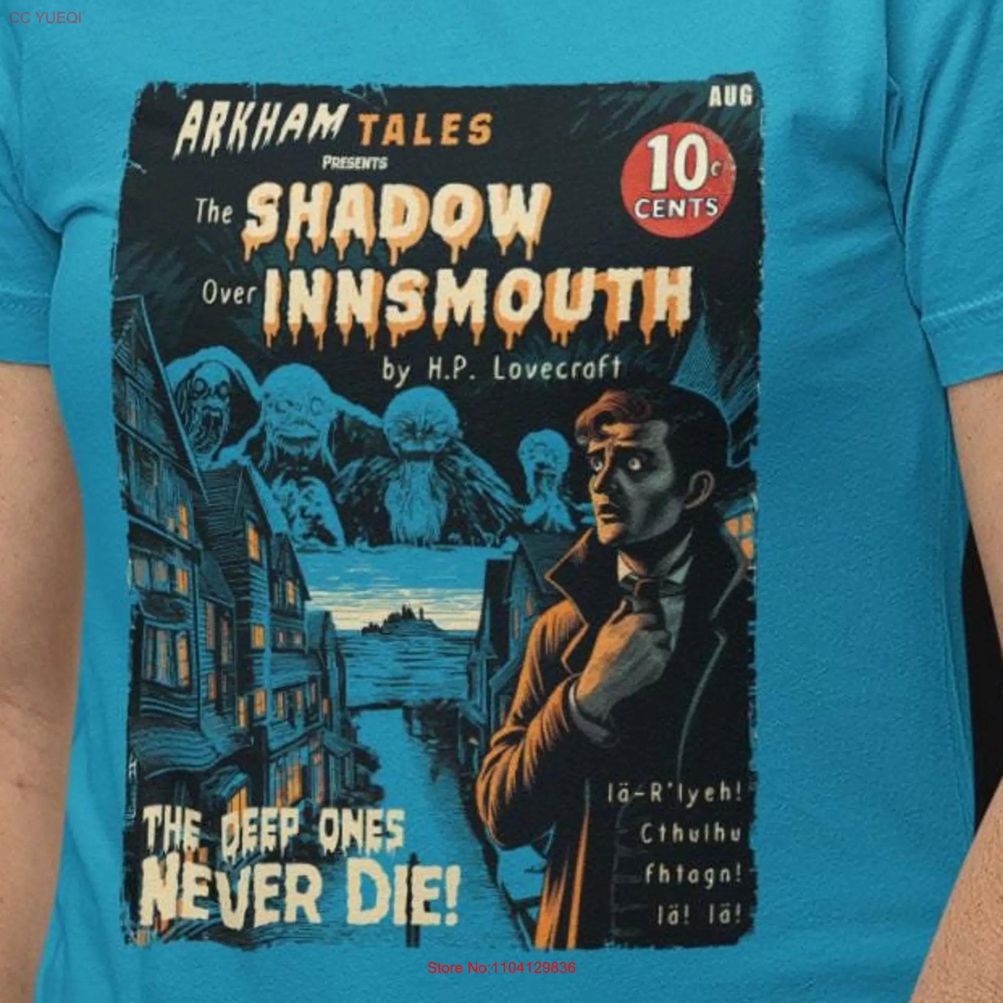 A sombra sobre Invisible Camiseta, Camisa HP LovecrafT, Eldritch, Vestuário Embers Horror, Co mangas compridas ou curtas, Arkham Tales