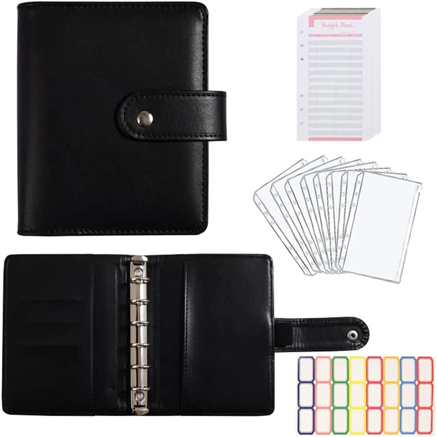 A7 Budget Planner Binders with Pockets Binder Set Mini Money Organizer for Cash Saving Cash Stuffing Envelope System