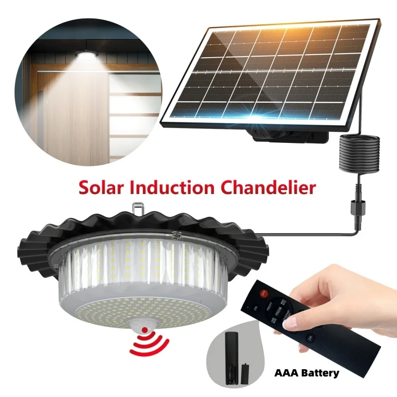 

396 LED Solar Split Pendant Light Remote Control Motion Sensor IP65 LED Outdoor Garage Yard Lamp