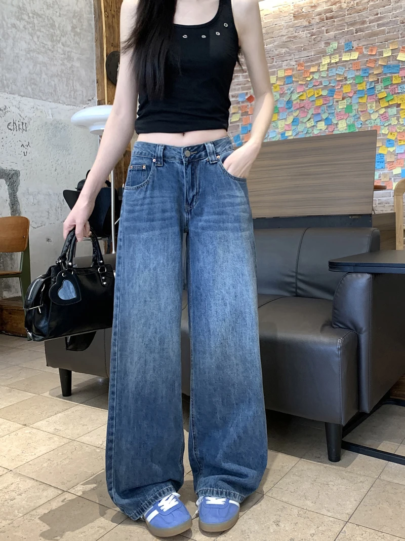 

Длинные джинсы женские прямые классические уличные вибрации тренд высокой моды популярная женская одежда джинсовая серия Hot Sense однотонный цвет